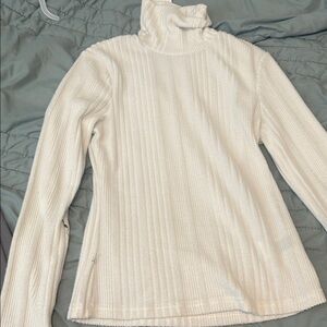 Ribbed Turtleneck Sweater in Cream